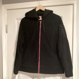 ASICS Fleece Black Front Zip-Up Hoodie/Jacket L